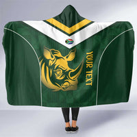 South Africa Rugby Custom Hooded Blanket Springboks Kente Rhino Symbol - Wonder Print Shop