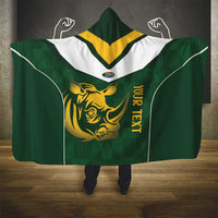 South Africa Rugby Custom Hooded Blanket Springboks Kente Rhino Symbol - Wonder Print Shop