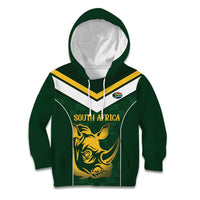 South Africa Rugby Custom Kid Hoodie Springboks Kente Rhino Symbol - Wonder Print Shop