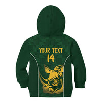 South Africa Rugby Custom Kid Hoodie Springboks Kente Rhino Symbol - Wonder Print Shop