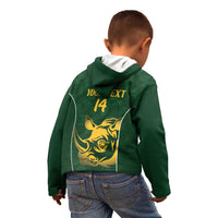 South Africa Rugby Custom Kid Hoodie Springboks Kente Rhino Symbol - Wonder Print Shop