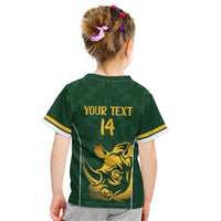South Africa Rugby Custom Kid T Shirt Springboks Kente Rhino Symbol - Wonder Print Shop