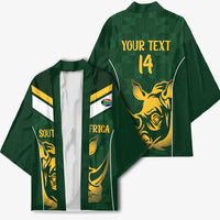 South Africa Rugby Custom Kimono Springboks Kente Rhino Symbol - Wonder Print Shop