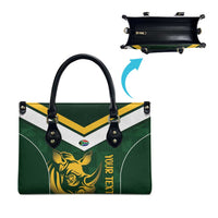 South Africa Rugby Custom Leather Bag Springboks Kente Rhino Symbol - Wonder Print Shop