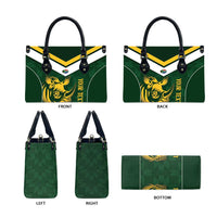 South Africa Rugby Custom Leather Bag Springboks Kente Rhino Symbol - Wonder Print Shop