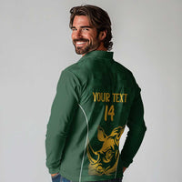 South Africa Rugby Custom Long Sleeve Polo Shirt Springboks Kente Rhino Symbol - Wonder Print Shop