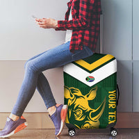 South Africa Rugby Custom Luggage Cover Springboks Kente Rhino Symbol - Wonder Print Shop