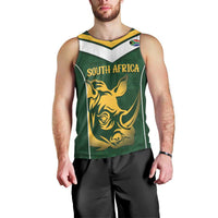 South Africa Rugby Custom Men Tank Top Springboks Kente Rhino Symbol - Wonder Print Shop