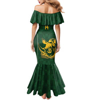 South Africa Rugby Custom Mermaid Dress Springboks Kente Rhino Symbol - Wonder Print Shop