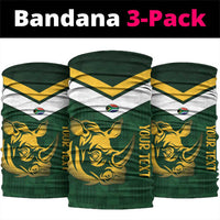 South Africa Rugby Custom Neck Gaiter Springboks Kente Rhino Symbol - Wonder Print Shop