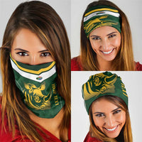 South Africa Rugby Custom Neck Gaiter Springboks Kente Rhino Symbol - Wonder Print Shop
