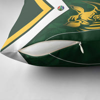 South Africa Rugby Custom Pillow Cover Springboks Kente Rhino Symbol - Wonder Print Shop