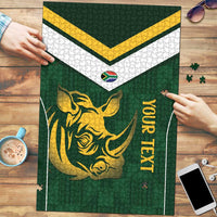 South Africa Rugby Custom Puzzle Springboks Kente Rhino Symbol - Wonder Print Shop