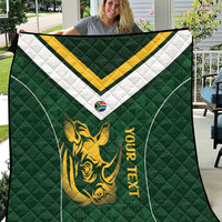 South Africa Rugby Custom Quilt Springboks Kente Rhino Symbol - Wonder Print Shop