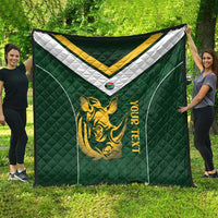 South Africa Rugby Custom Quilt Springboks Kente Rhino Symbol - Wonder Print Shop
