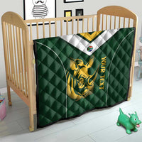 South Africa Rugby Custom Quilt Springboks Kente Rhino Symbol - Wonder Print Shop