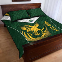 South Africa Rugby Custom Quilt Bed Set Springboks Kente Rhino Symbol - Wonder Print Shop