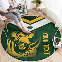 South Africa Rugby Custom Round Carpet Springboks Kente Rhino Symbol - Wonder Print Shop