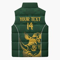 South Africa Rugby Custom Sleeveless Puffer Jacket Springboks Kente Rhino Symbol - Wonder Print Shop