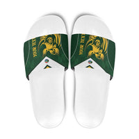 South Africa Rugby Custom Slide Sandals Springboks Kente Rhino Symbol - Wonder Print Shop