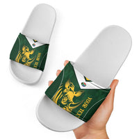 South Africa Rugby Custom Slide Sandals Springboks Kente Rhino Symbol - Wonder Print Shop