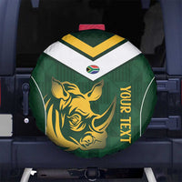 South Africa Rugby Custom Spare Tire Cover Springboks Kente Rhino Symbol - Wonder Print Shop