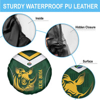South Africa Rugby Custom Spare Tire Cover Springboks Kente Rhino Symbol - Wonder Print Shop