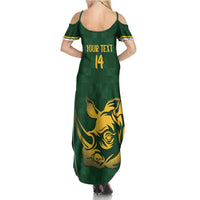 South Africa Rugby Custom Summer Maxi Dress Springboks Kente Rhino Symbol - Wonder Print Shop
