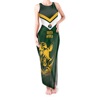 South Africa Rugby Custom Tank Maxi Dress Springboks Kente Rhino Symbol - Wonder Print Shop