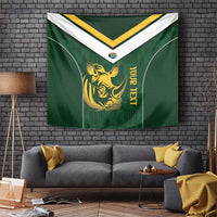 South Africa Rugby Custom Tapestry Springboks Kente Rhino Symbol - Wonder Print Shop