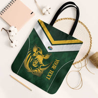 South Africa Rugby Custom Tote Bag Springboks Kente Rhino Symbol - Wonder Print Shop