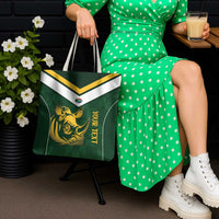 South Africa Rugby Custom Tote Bag Springboks Kente Rhino Symbol - Wonder Print Shop