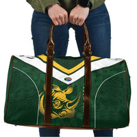 South Africa Rugby Custom Travel Bag Springboks Kente Rhino Symbol - Wonder Print Shop