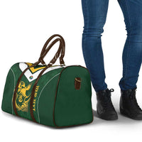 South Africa Rugby Custom Travel Bag Springboks Kente Rhino Symbol - Wonder Print Shop