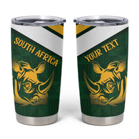 South Africa Rugby Custom Tumbler Cup Springboks Kente Rhino Symbol - Wonder Print Shop