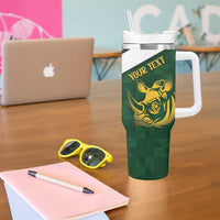 South Africa Rugby Custom Tumbler With Handle Springboks Kente Rhino Symbol - Wonder Print Shop