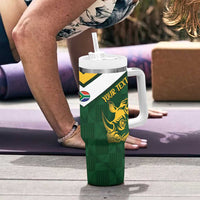 South Africa Rugby Custom Tumbler With Handle Springboks Kente Rhino Symbol - Wonder Print Shop