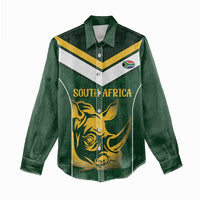 South Africa Rugby Custom Women Casual Shirt Springboks Kente Rhino Symbol - Wonder Print Shop