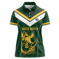 South Africa Rugby Custom Women Polo Shirt Springboks Kente Rhino Symbol - Wonder Print Shop