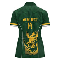 South Africa Rugby Custom Women Polo Shirt Springboks Kente Rhino Symbol - Wonder Print Shop