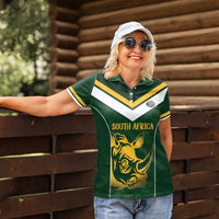 South Africa Rugby Custom Women Polo Shirt Springboks Kente Rhino Symbol - Wonder Print Shop