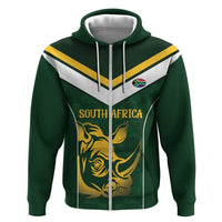 South Africa Rugby Custom Zip Hoodie Springboks Kente Rhino Symbol - Wonder Print Shop