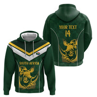 South Africa Rugby Custom Zip Hoodie Springboks Kente Rhino Symbol - Wonder Print Shop