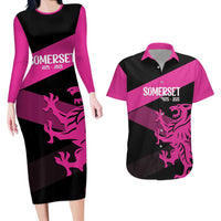 Custom Somerset Cricket Couples Matching Long Sleeve Bodycon Dress and Hawaiian Shirt 150 Years of Anniversary - Wonder Print Shop