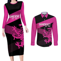Custom Somerset Cricket Couples Matching Long Sleeve Bodycon Dress and Long Sleeve Button Shirt 150 Years of Anniversary - Wonder Print Shop