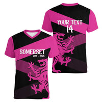 Custom Somerset Cricket Women V-Neck T-Shirt 150 Years of Anniversary - Wonder Print Shop
