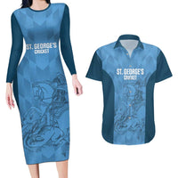 Custom St. Georges Cricket Couples Matching Long Sleeve Bodycon Dress and Hawaiian Shirt Go Champions Sporty Style - Wonder Print Shop