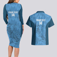 Custom St. Georges Cricket Couples Matching Long Sleeve Bodycon Dress and Hawaiian Shirt Go Champions Sporty Style - Wonder Print Shop