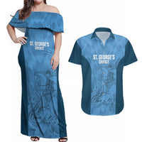 Custom St. Georges Cricket Couples Matching Off Shoulder Maxi Dress and Hawaiian Shirt Go Champions Sporty Style - Wonder Print Shop