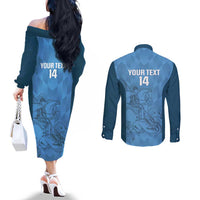 Custom St. Georges Cricket Couples Matching Off The Shoulder Long Sleeve Dress and Long Sleeve Button Shirt Go Champions Sporty Style - Wonder Print Shop